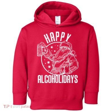 Happy Alcoholidays Christmas Santa Toddler Hoodie