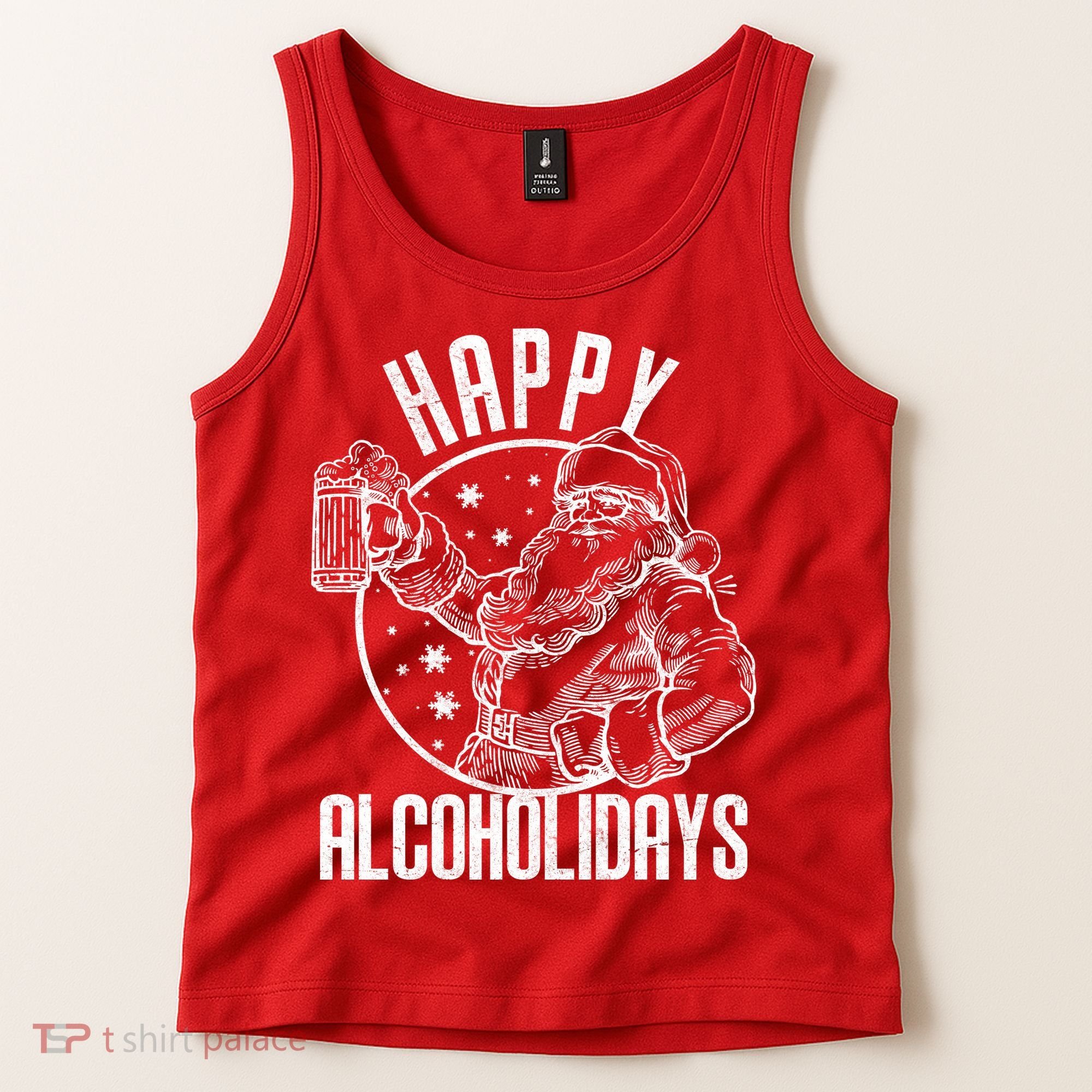 Happy Alcoholidays Christmas Santa Tank Top