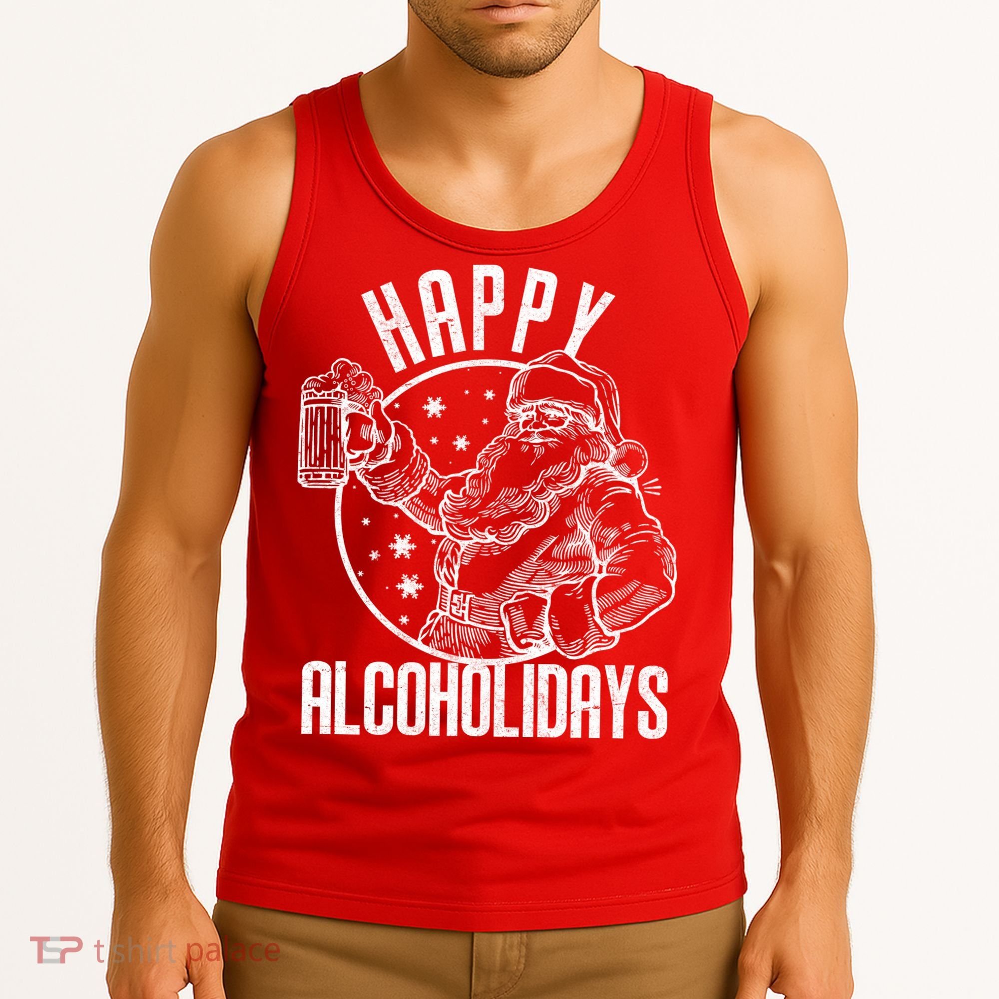 Happy Alcoholidays Christmas Santa Tank Top