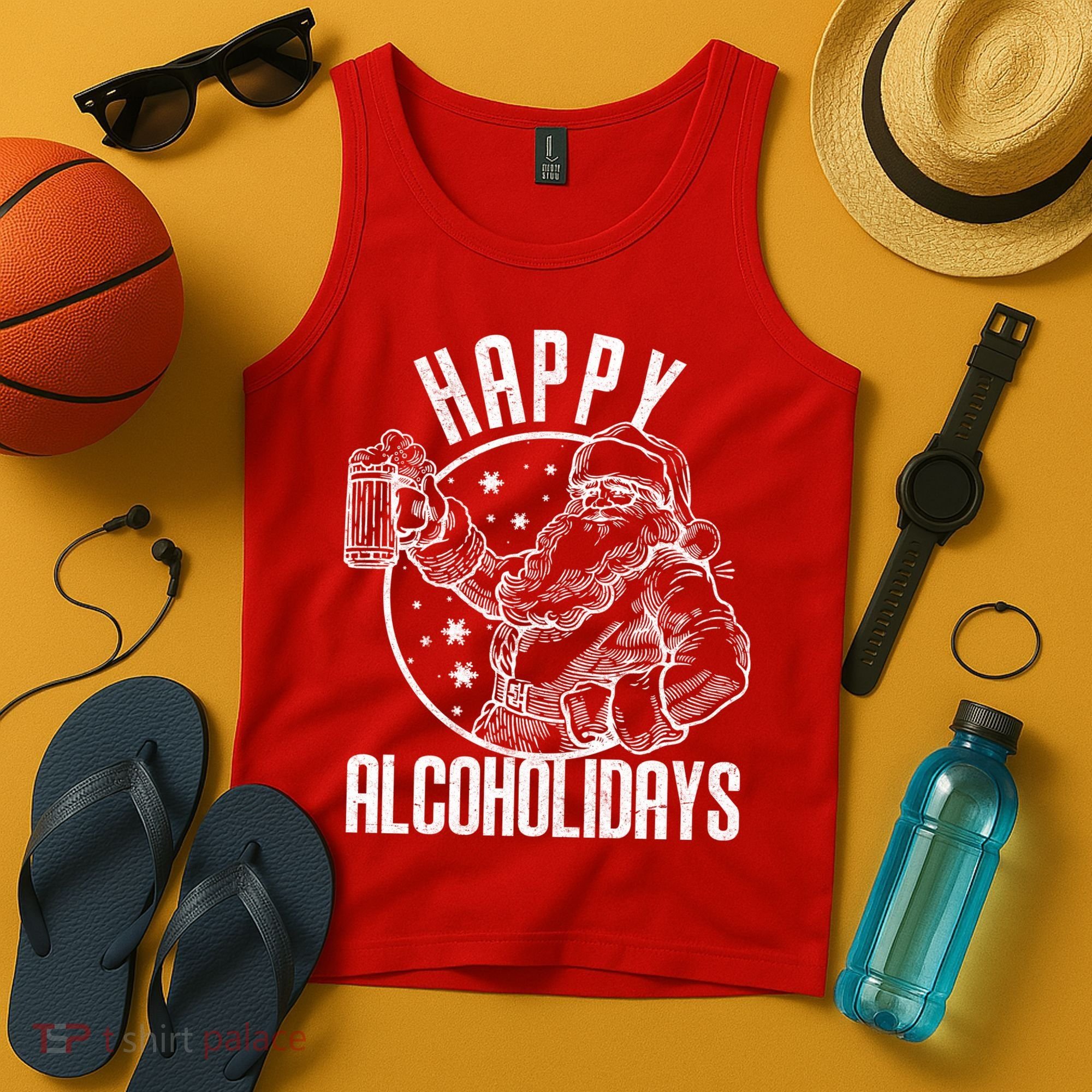 Happy Alcoholidays Christmas Santa Tank Top