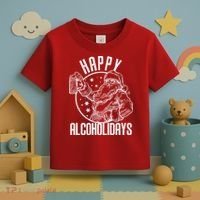 Happy Alcoholidays Christmas Santa Toddler T-Shirt thumb 3