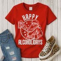 Happy Alcoholidays Christmas Santa Women's T-Shirt thumb 3