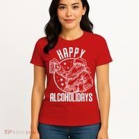 Happy Alcoholidays Christmas Santa Women's T-Shirt thumb 4