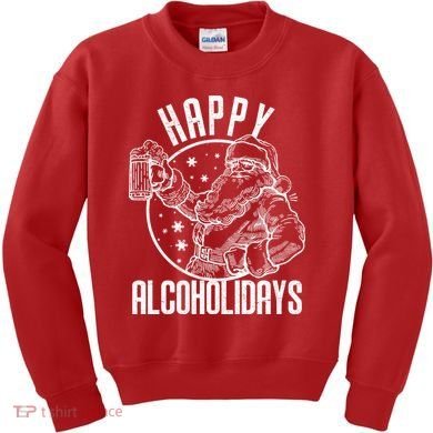 Happy Alcoholidays Christmas Santa Kids Sweatshirt