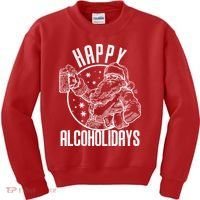 Happy Alcoholidays Christmas Santa Kids Sweatshirt thumb 0