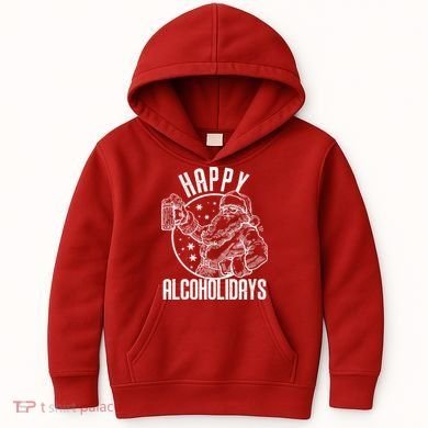 Happy Alcoholidays Christmas Santa Kids Hoodie