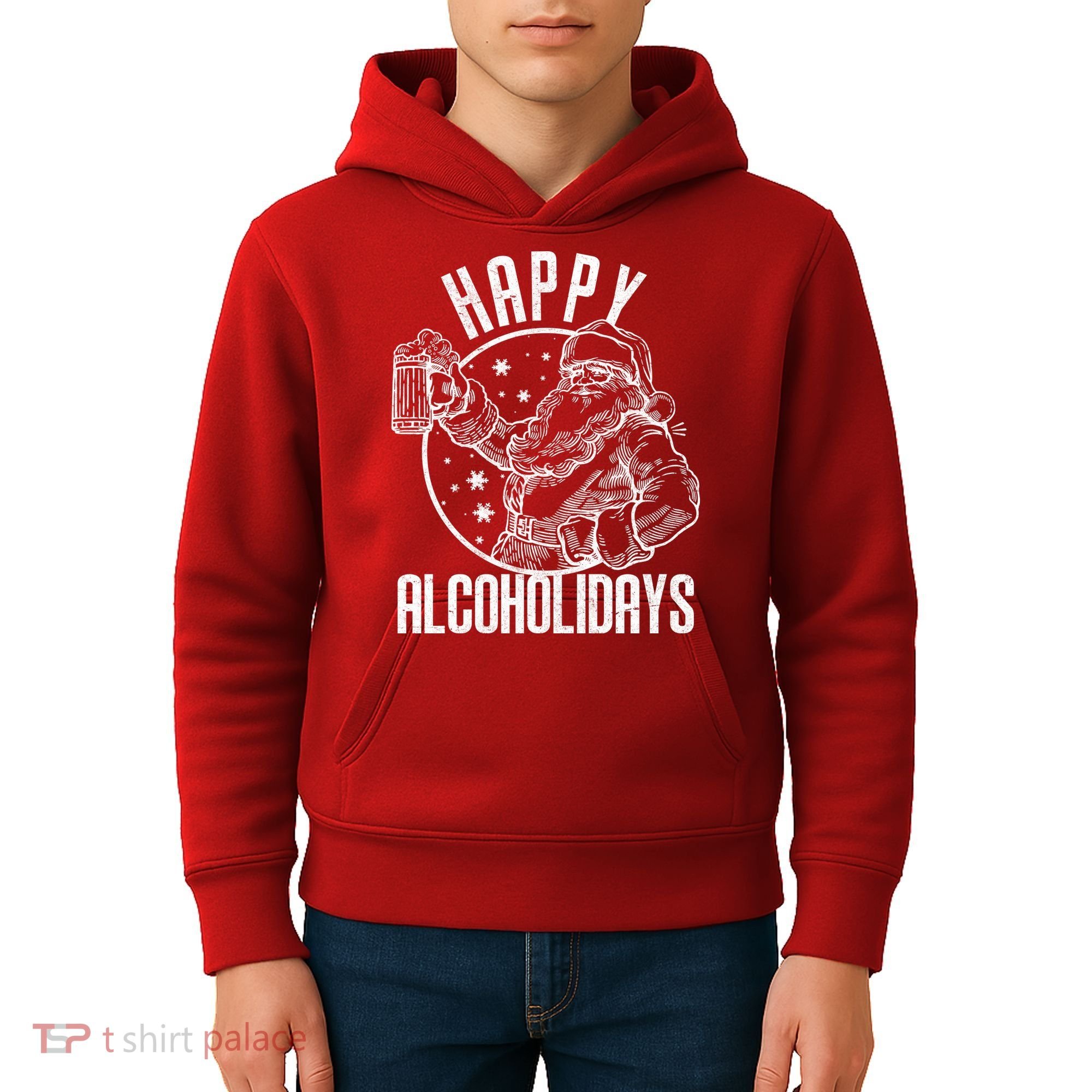 Happy Alcoholidays Christmas Santa Kids Hoodie