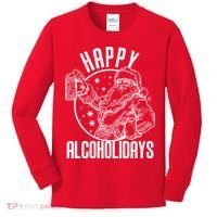 Happy Alcoholidays Christmas Santa Kids Long Sleeve Shirt thumb 0