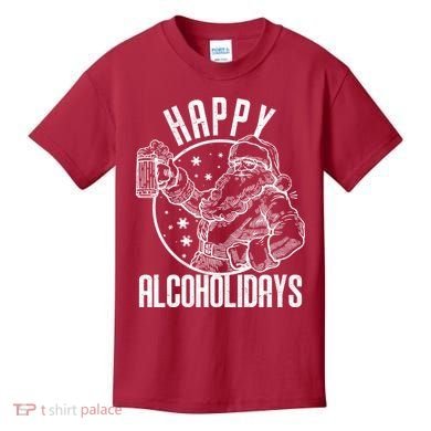 Happy Alcoholidays Christmas Santa Kids T-Shirt
