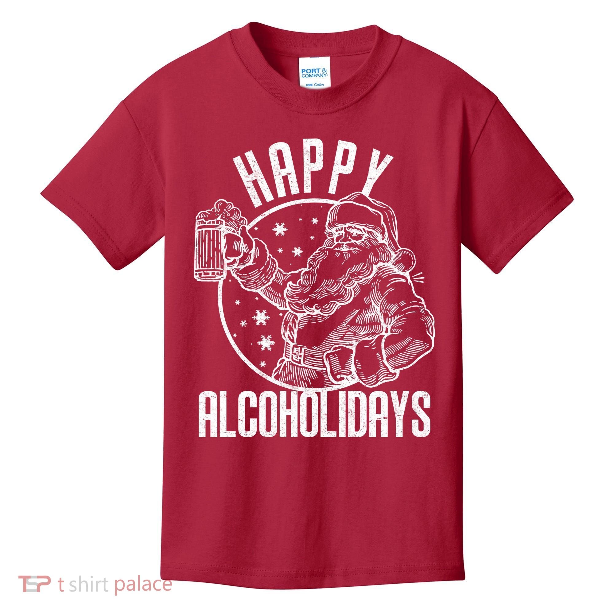 Happy Alcoholidays Christmas Santa Kids T-Shirt
