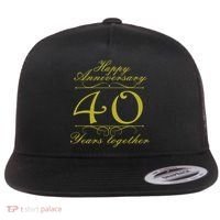 Happy Anniversary 40 Years Together Flat Bill Trucker Hat thumb 0
