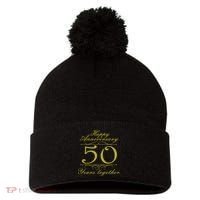 Happy Anniversary 50 Years Together Pom Pom 12in Knit Beanie thumb 0