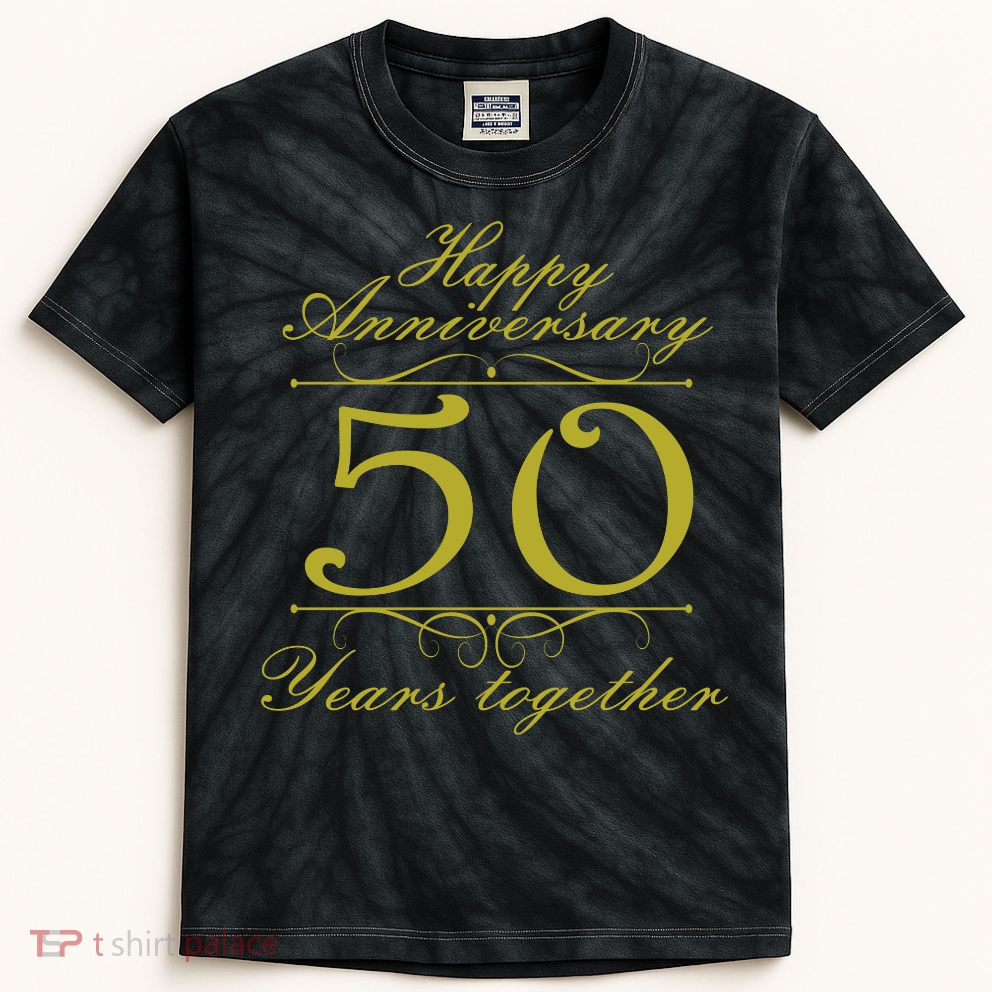Happy Anniversary 50 Years Together Kids Tie-Dye T-Shirt