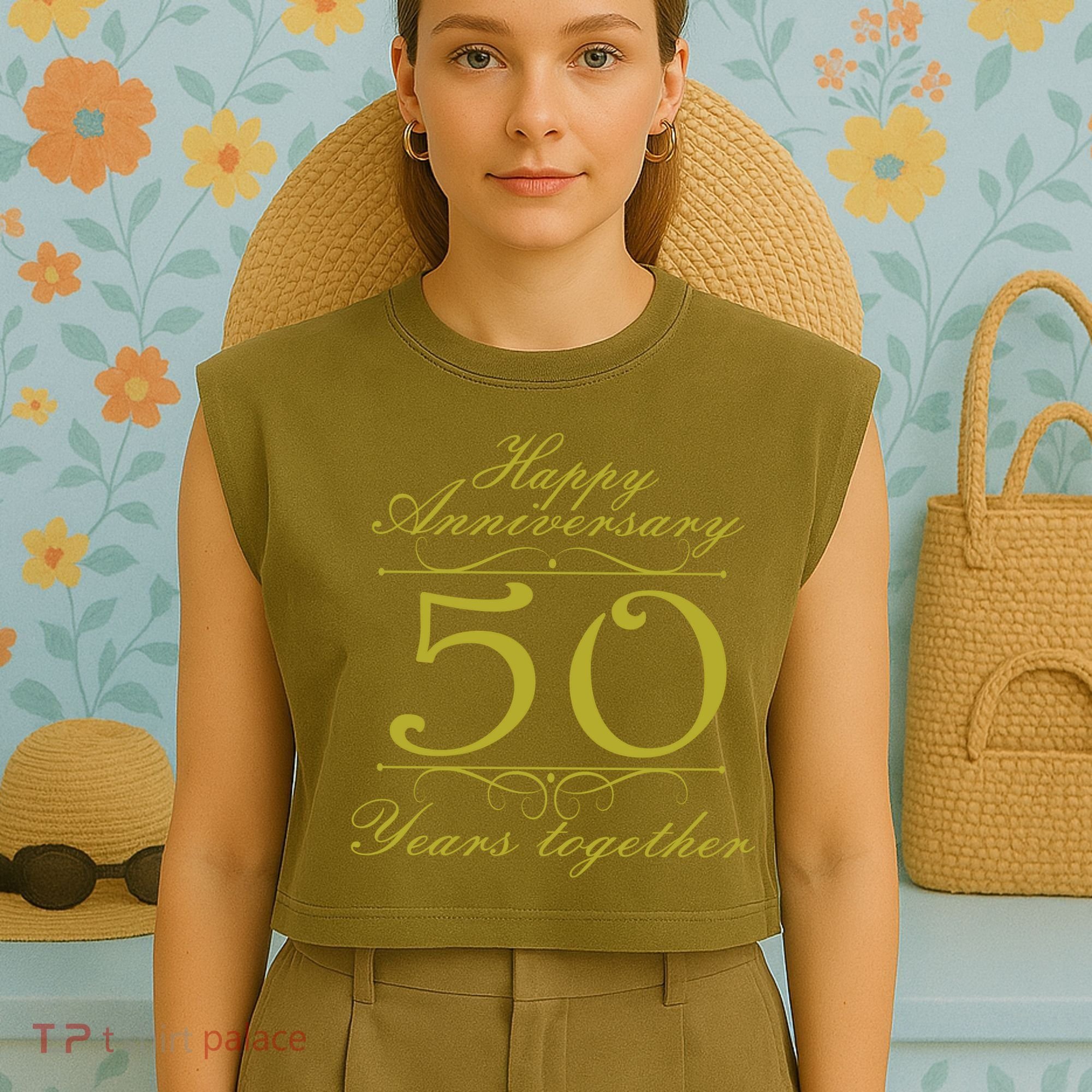 Happy Anniversary 50 Years Together Garment-Dyed Women's Muscle Tee
