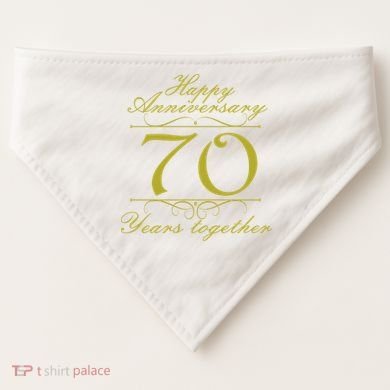 Happy Anniversary 70 Years Together USA-Made Doggie Bandana