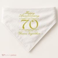 Happy Anniversary 70 Years Together USA-Made Doggie Bandana thumb 0