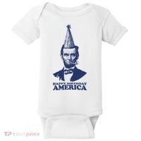 Happy Birthday America Abe Lincoln Baby Bodysuit thumb 0