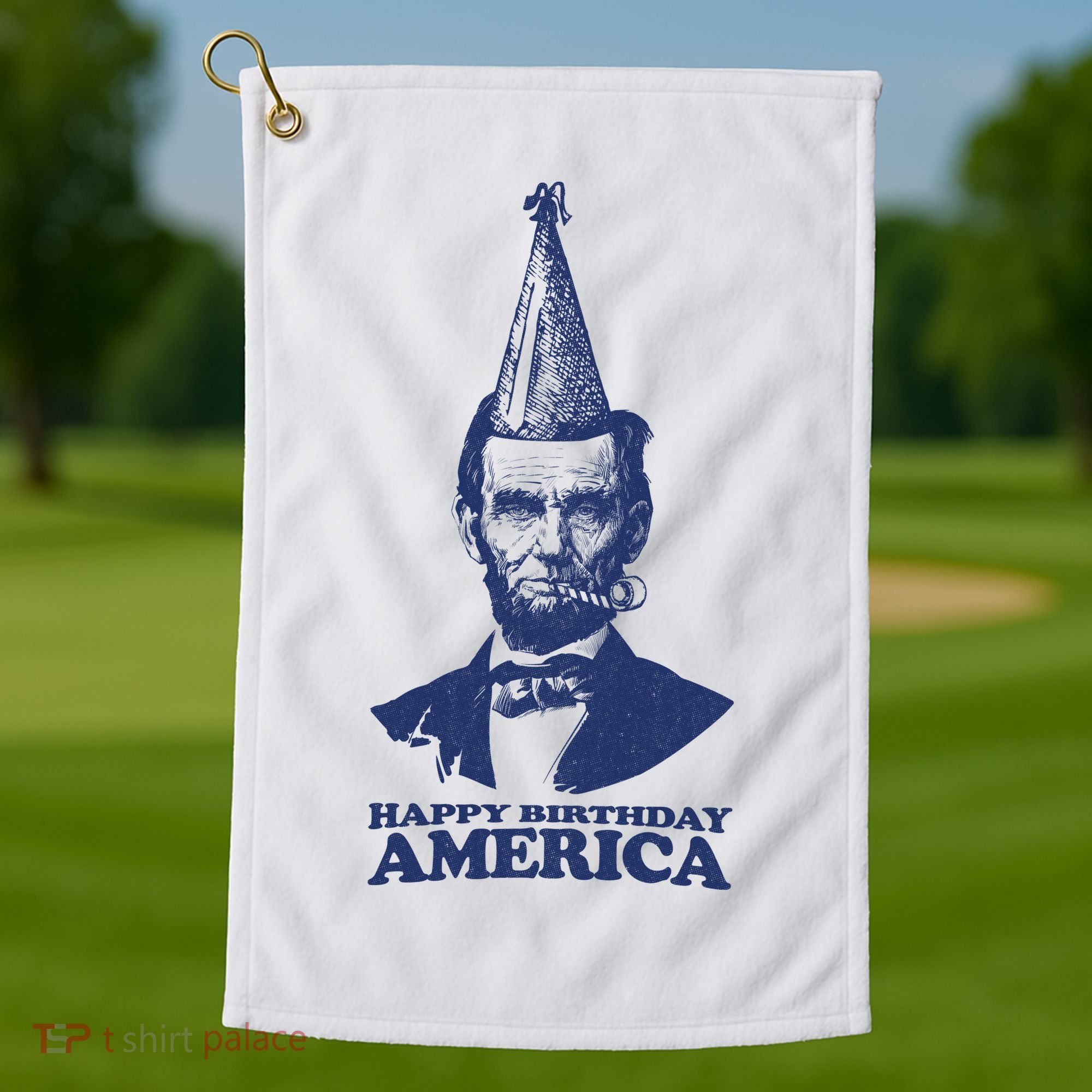 Happy Birthday America Abe Lincoln Golf Towel