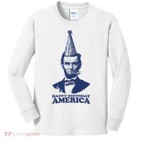 Happy Birthday America Abe Lincoln Kids Long Sleeve Shirt thumb 0