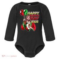 Happy Birthday Jesus Funny Christmas Birthday Boy Baby Long Sleeve Bodysuit thumb 0