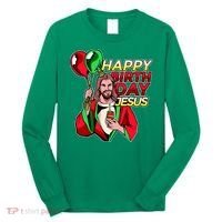 Happy Birthday Jesus Funny Christmas Birthday Boy Long Sleeve Shirt thumb 0