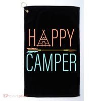 Happy Camper Funny Camping Golf Towel thumb 0