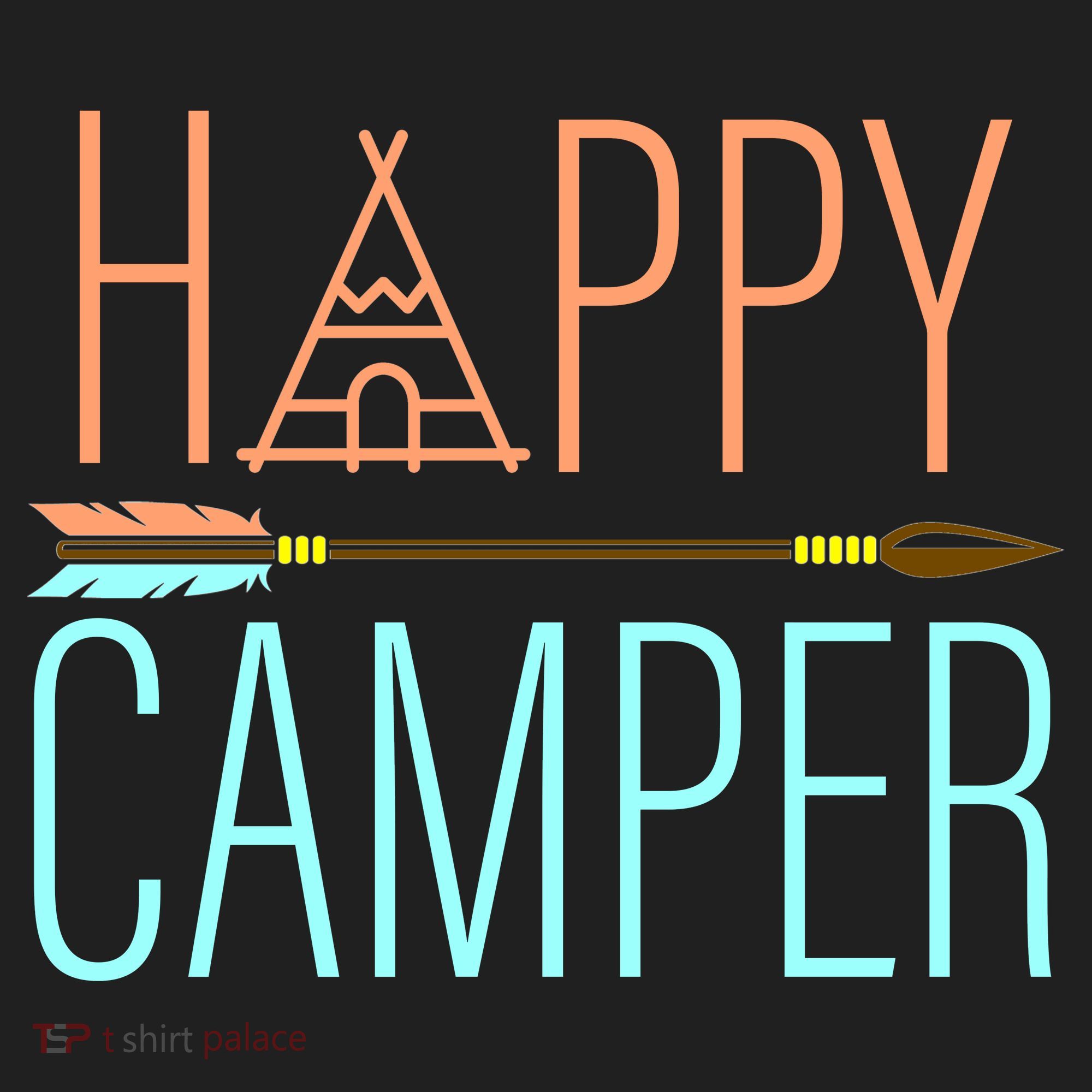 Happy Camper Funny Camping Golf Towel