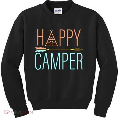 Happy Camper Funny Camping Kids Sweatshirt