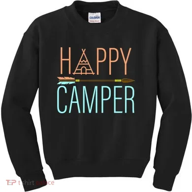 Happy Camper Funny Camping Kids Sweatshirt