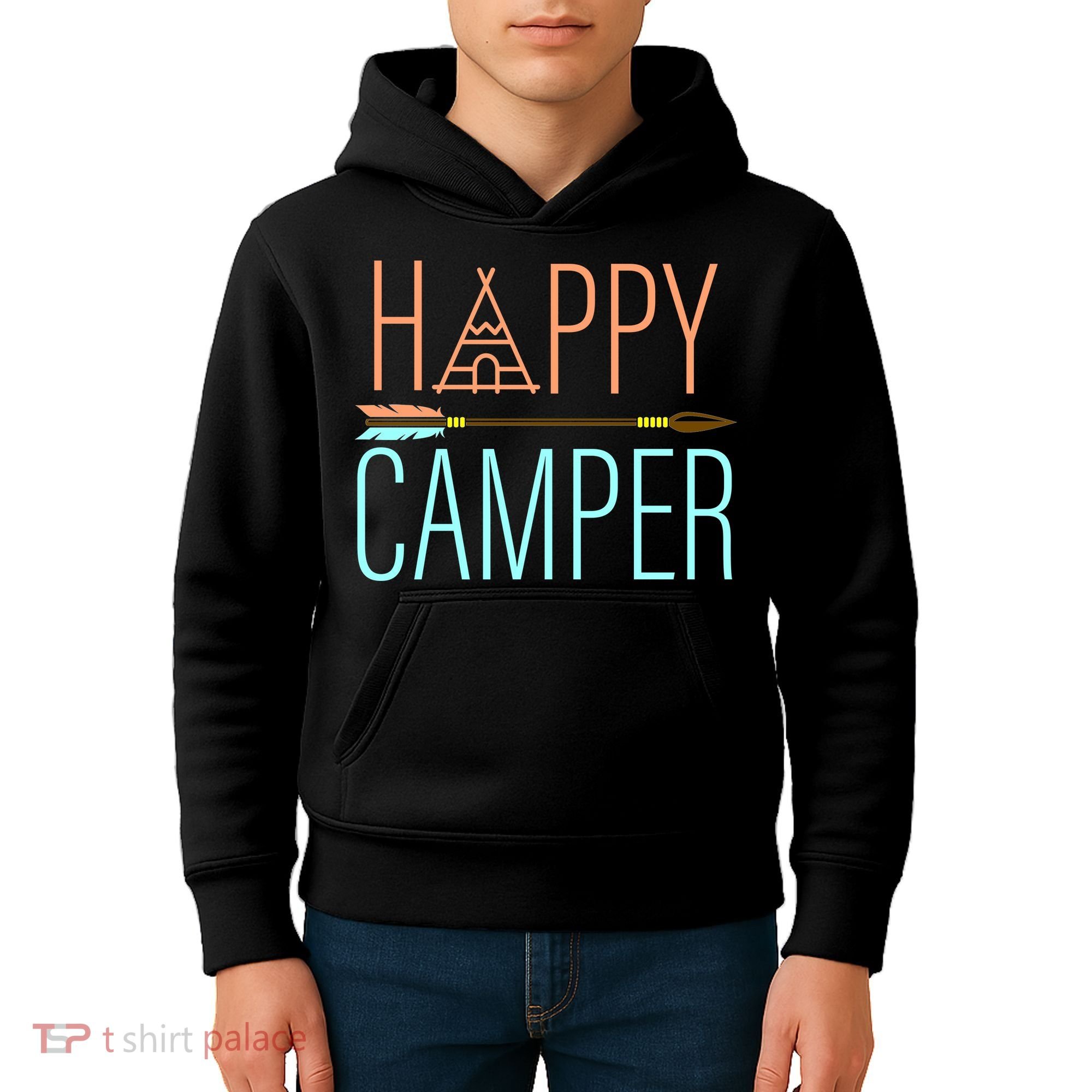 Happy Camper Funny Camping Kids Hoodie