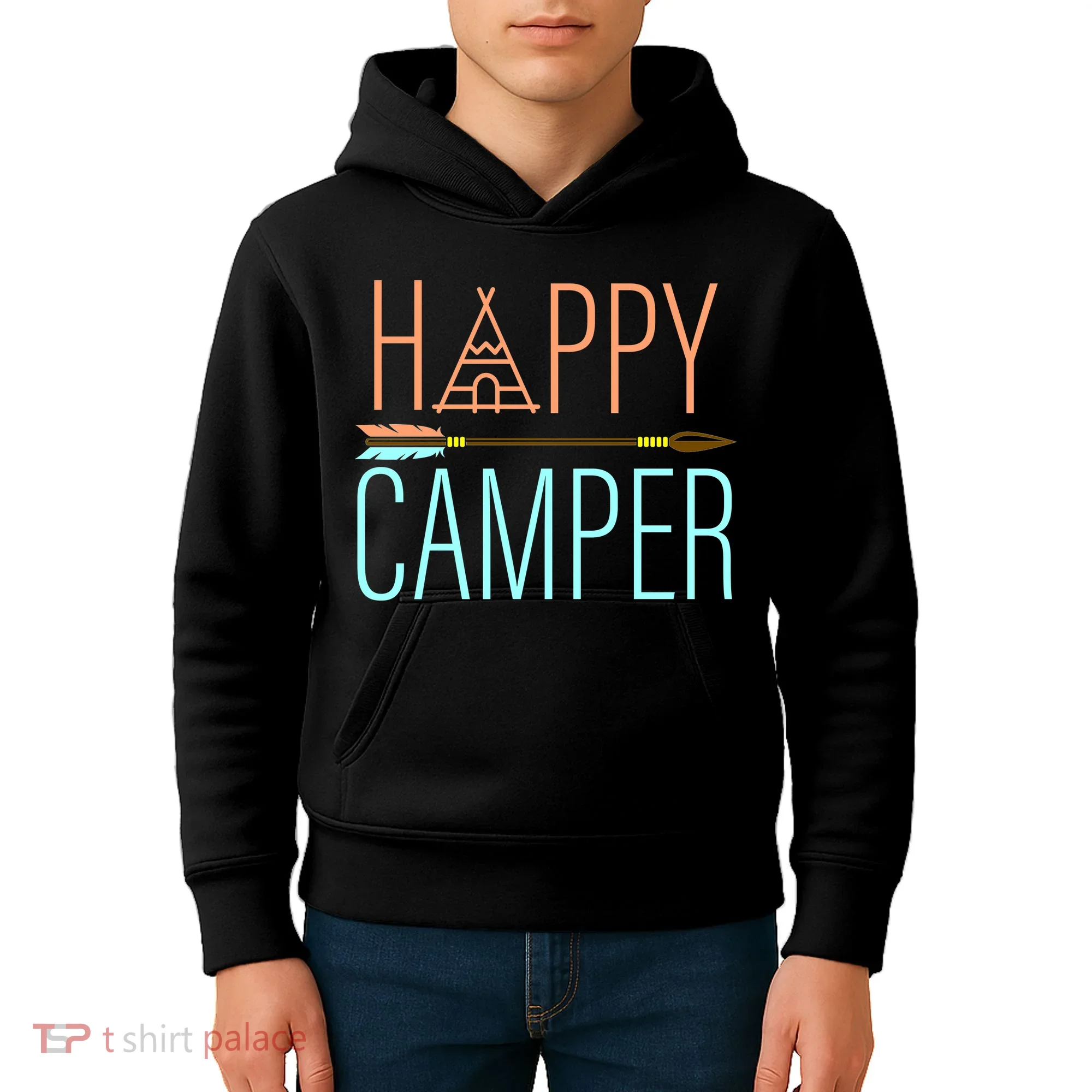Happy Camper Funny Camping Kids Hoodie