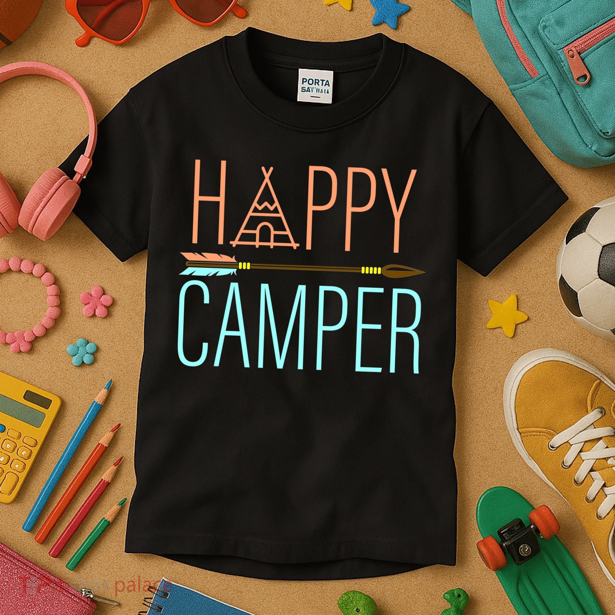 Happy Camper Funny Camping Kids T-Shirt