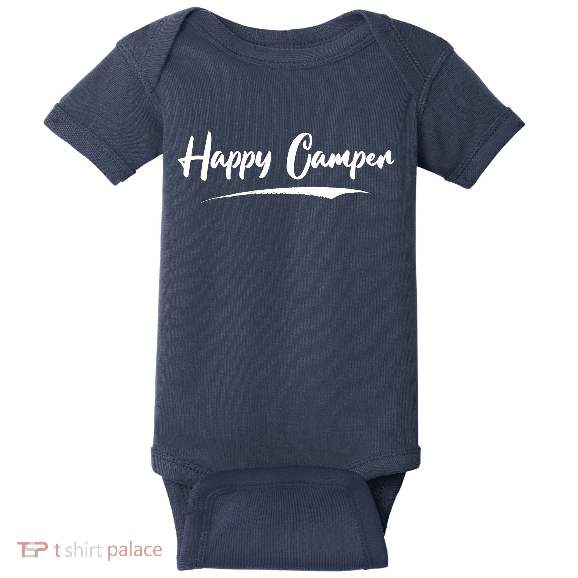 Happy Camper Funny Camping Meme Baby Bodysuit