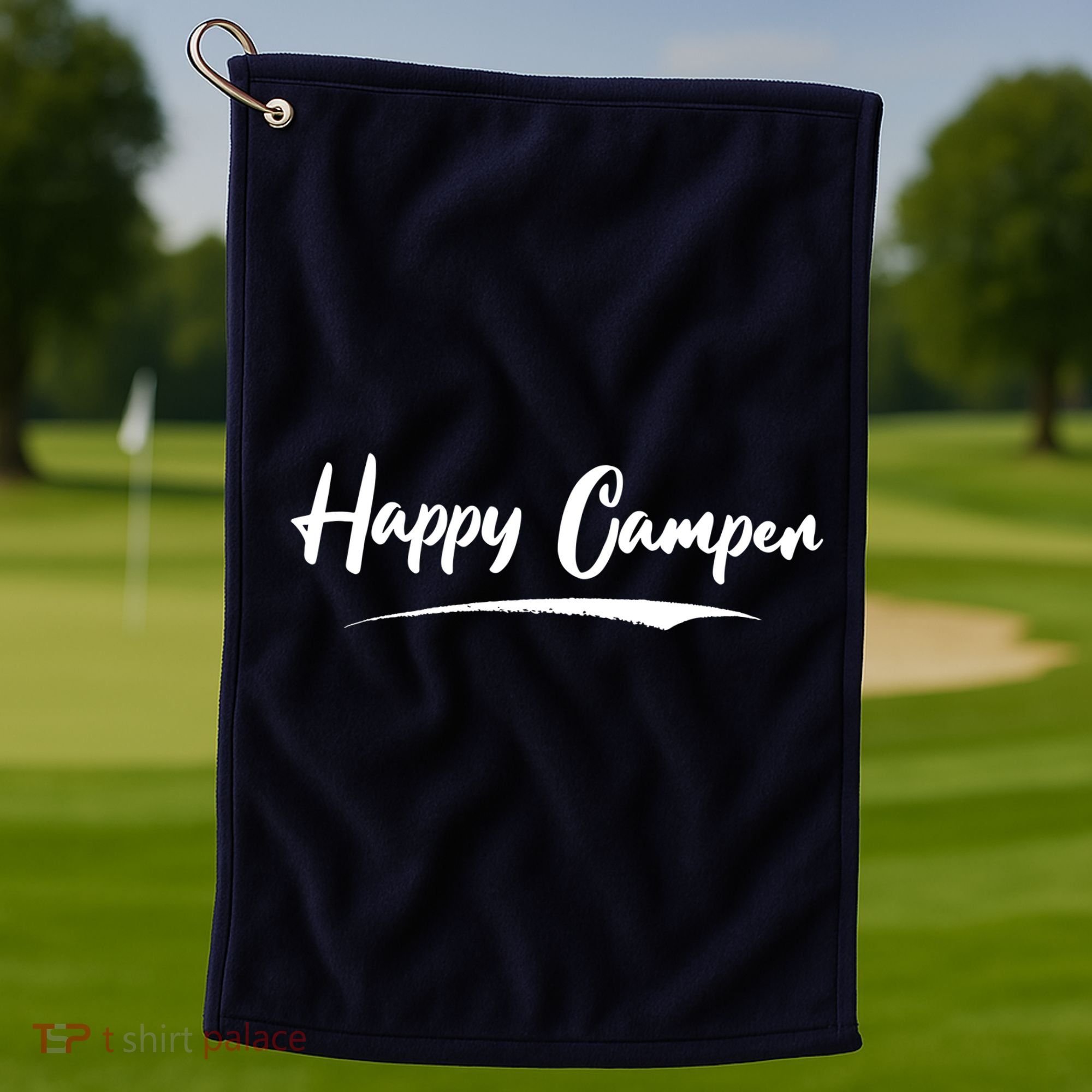 Happy Camper Funny Camping Meme Golf Towel