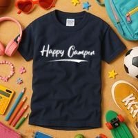 Happy Camper Funny Camping Meme Kids T-Shirt thumb 3