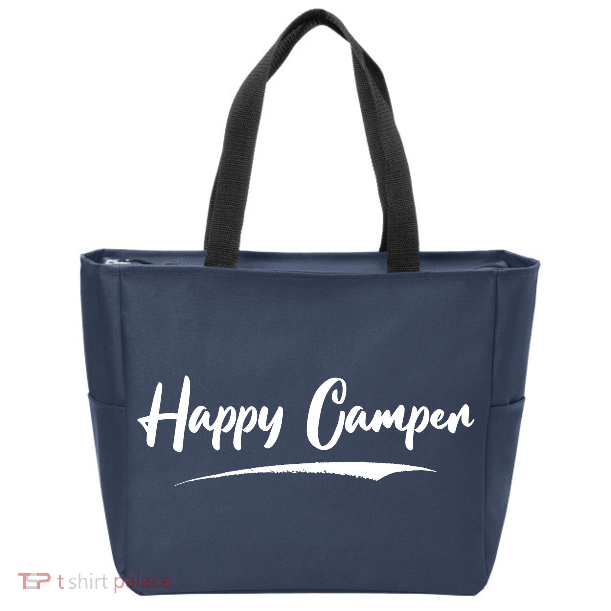 Happy Camper Funny Camping Meme Tote Bag
