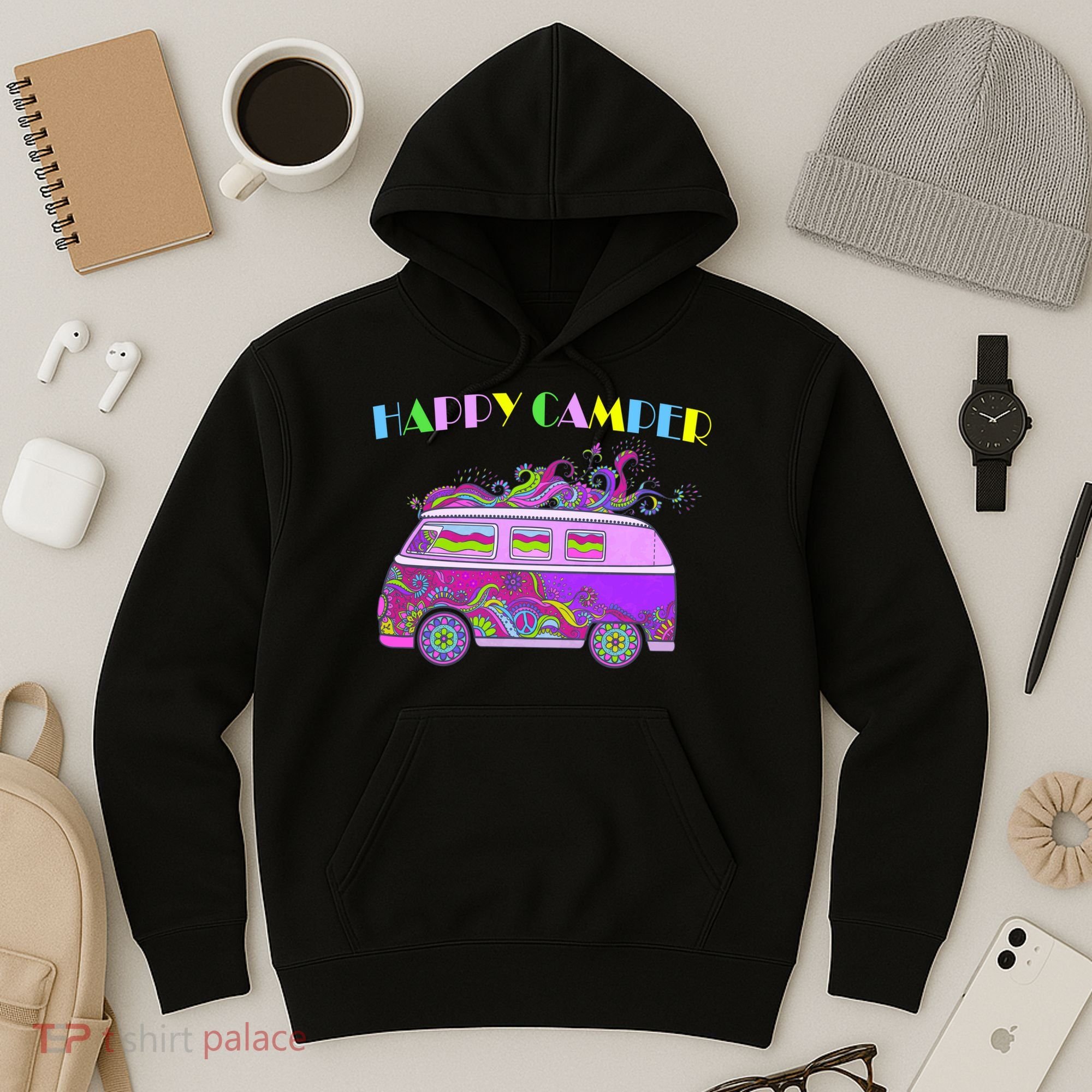 Happy Camper Hippie Van Hoodie