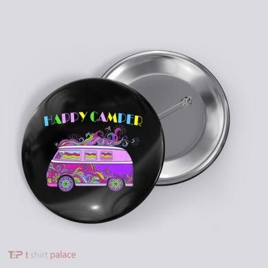 Happy Camper Hippie Van Button