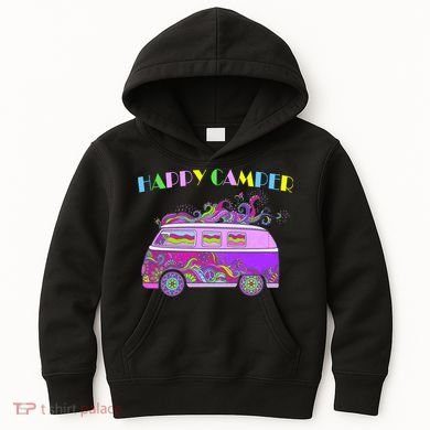 Happy Camper Hippie Van Kids Hoodie
