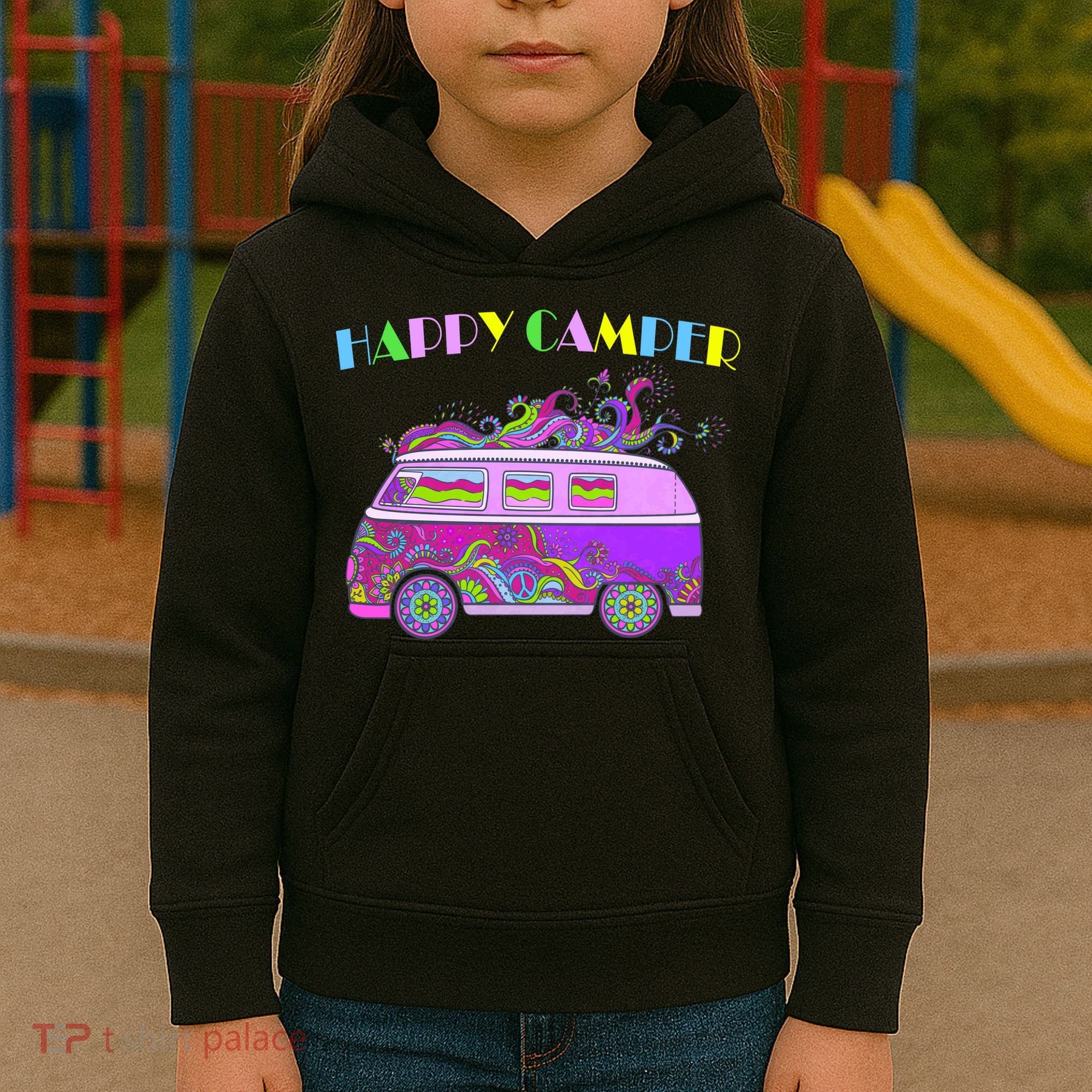 Happy Camper Hippie Van Kids Hoodie
