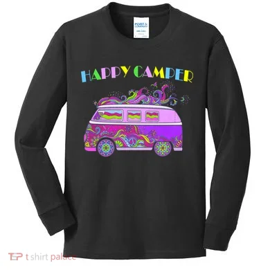 Happy Camper Hippie Van Kids Long Sleeve Shirt