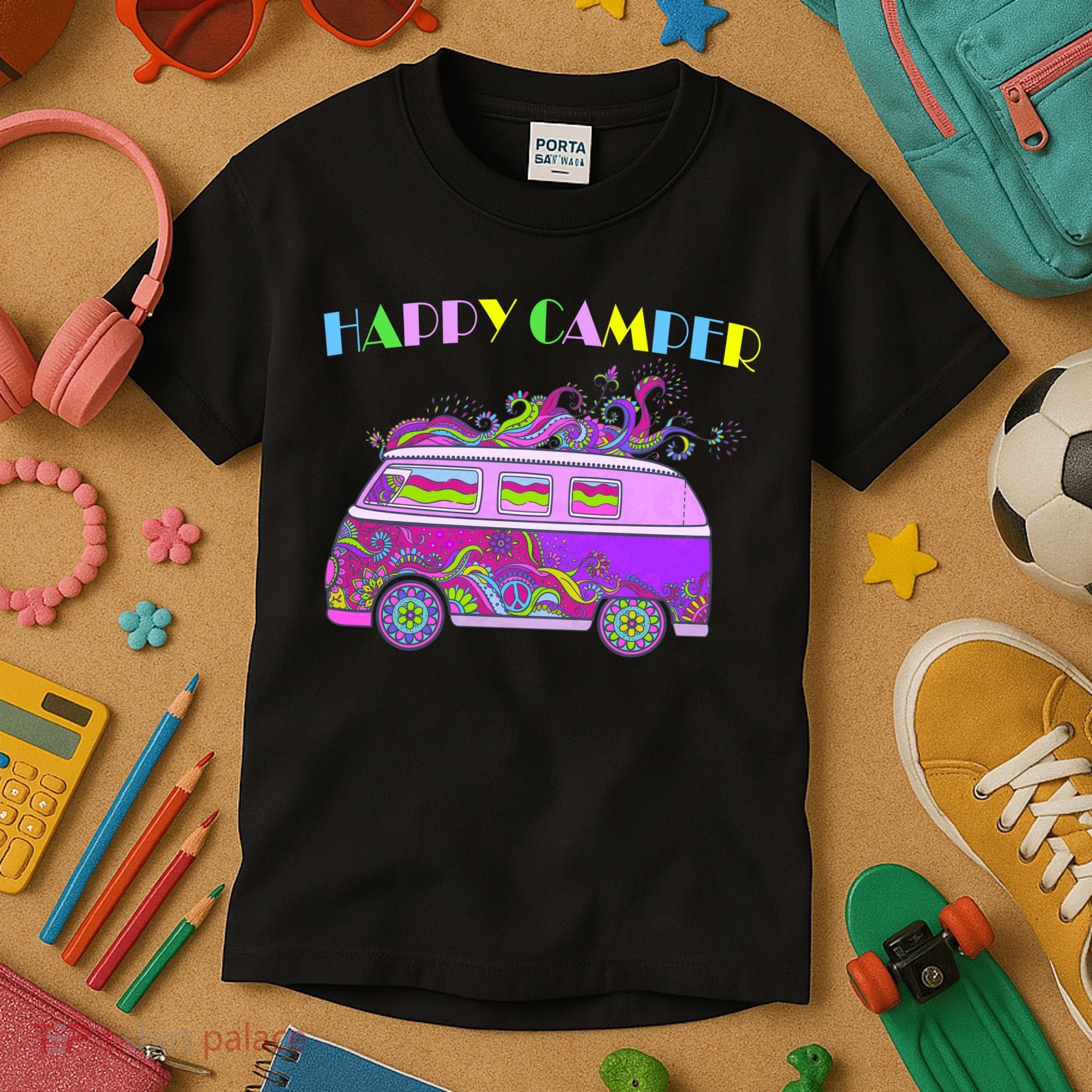 Happy Camper Hippie Van Kids T-Shirt