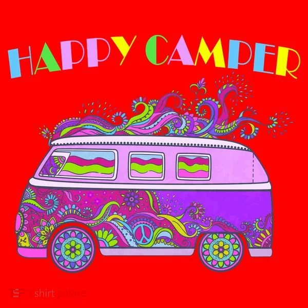 Happy Camper Hippie Van Santa Hat