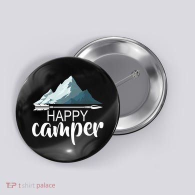 Happy Camper In The Mountains Button