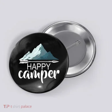 Happy Camper In The Mountains Button