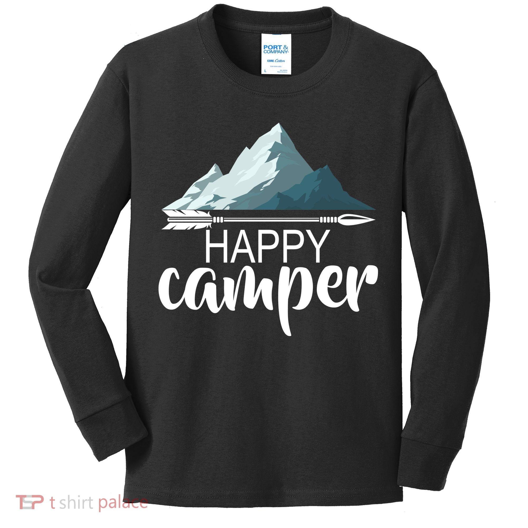 Happy Camper In The Mountains Kids Long Sleeve Shirt