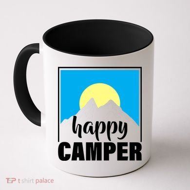 Happy Camper Sunrise Over Mountains Coffee Mug