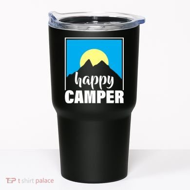Happy Camper Sunrise Over Mountains Tumbler