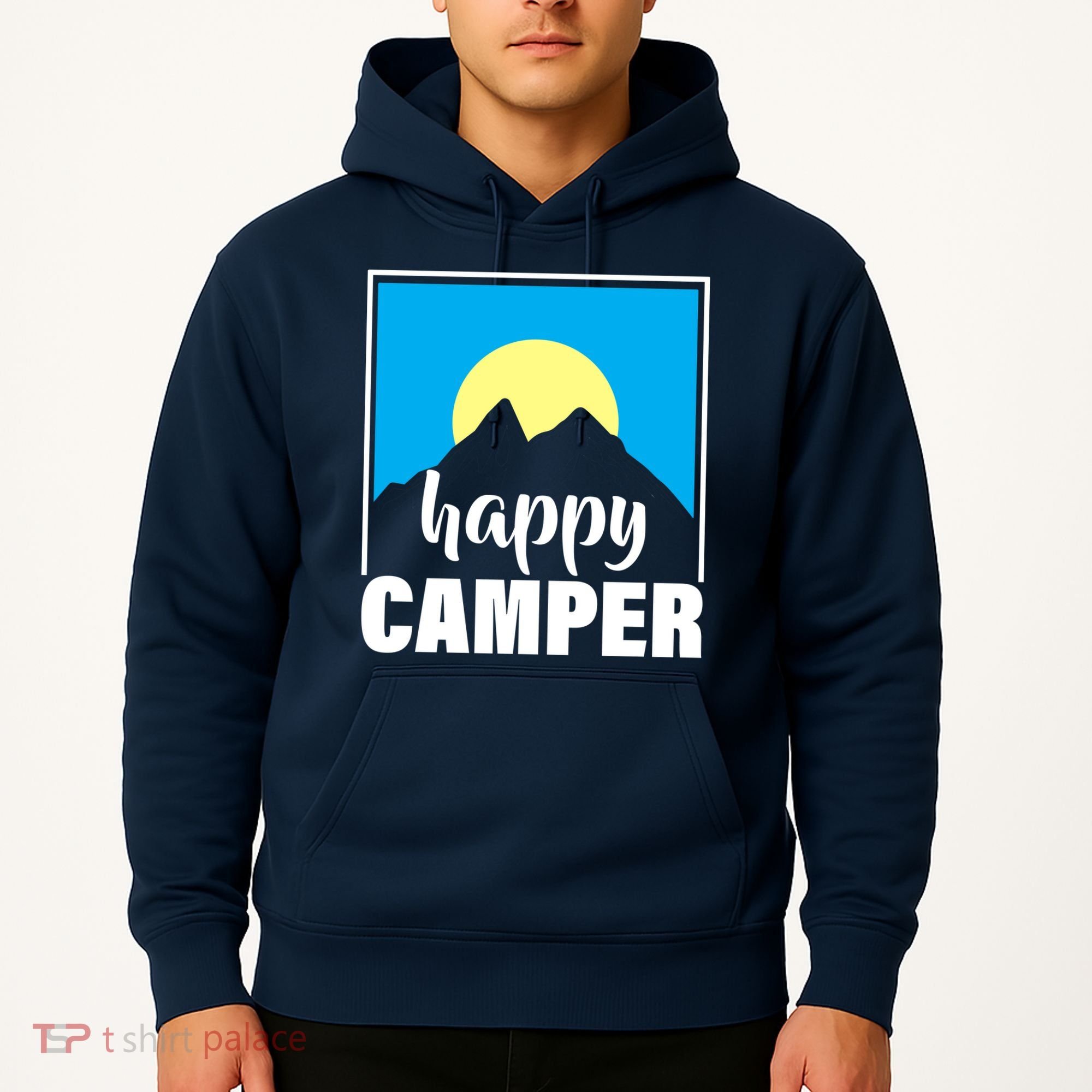 Happy Camper Sunrise Over Mountains Hoodie