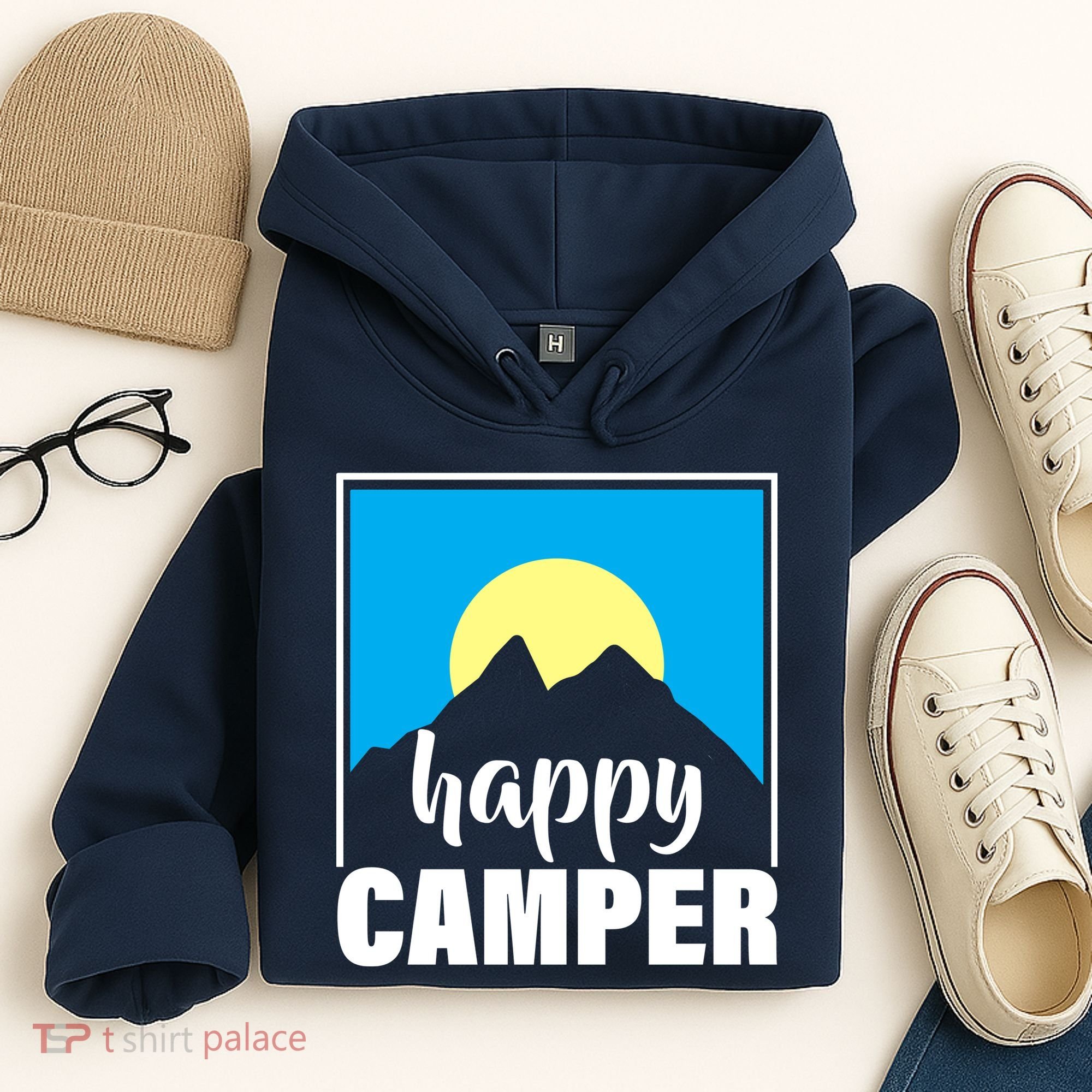 Happy Camper Sunrise Over Mountains Hoodie
